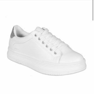 White platform lace-up sneakers